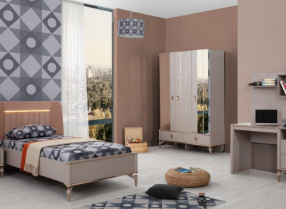 Children's furniture girl's bedroom bed children's bed beige wood set 4-piece