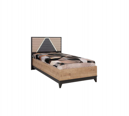 Children's room set: Bed, wardrobe, brown wood, youth bed, 5-piece furniture set