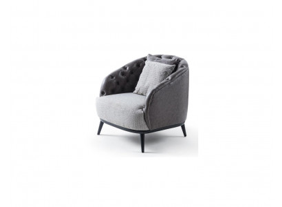 Designer Armchair Single-Seater 1-Seater Fabric Armchair Gray Design Chesterfield