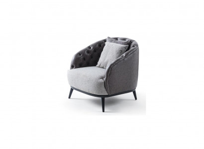 Designer Armchair Single-Seater 1-Seater Fabric Armchair Gray Design Chesterfield