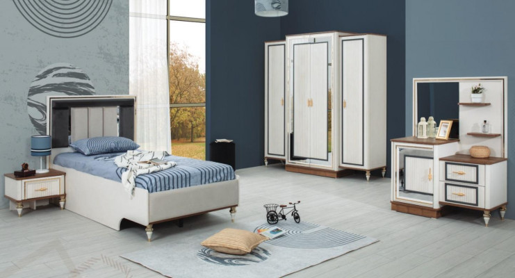 Bedroom sets youth bed children's bed white wood set 5-piece bed modern
