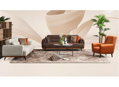 Three-seater couch set armchair sofa fabric 4-piece fabric sofa multicolored 3+3+1+1