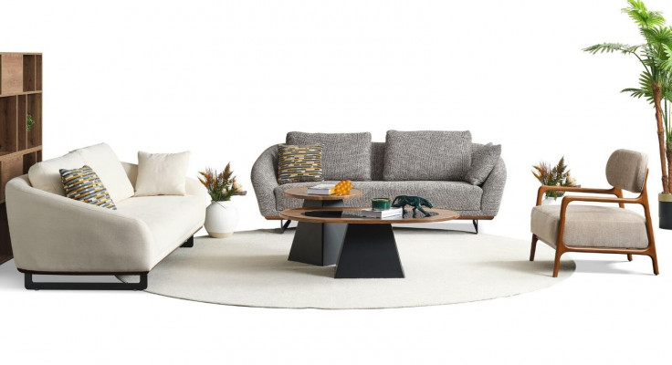 Couch set three-seater armchair sofa fabric beige fabric sofa set gray 3+3+1