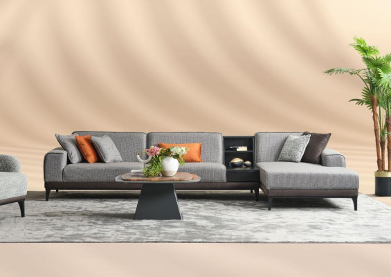 Corner sofa landscape couch L shape large sofa gray modern upholstered sofa