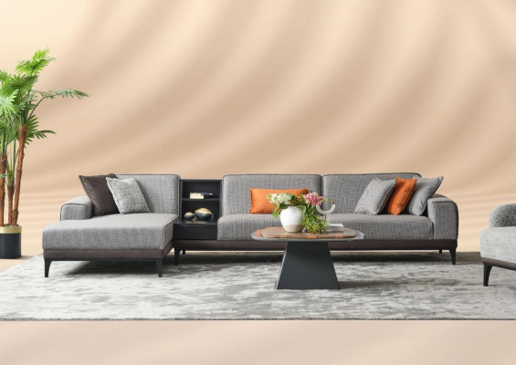 Corner sofa landscape couch L shape large sofa gray modern upholstered sofa