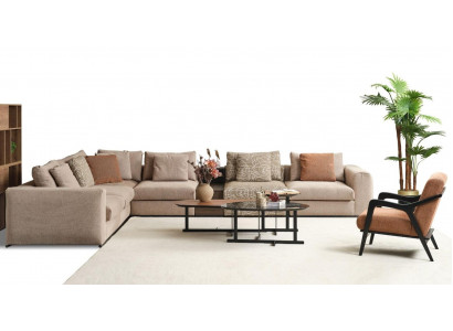 Corner sofa L-shape large living landscape sofa beige modern upholstered sofa