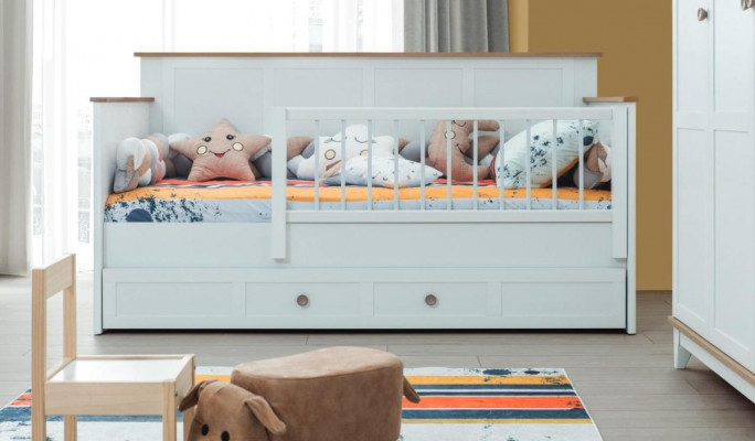 Baby cot playpen crib white wood bed modern