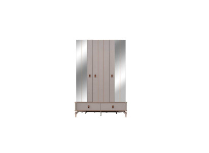 Luxury wardrobe children's wardrobe wooden wardrobe cabinet beige mirror