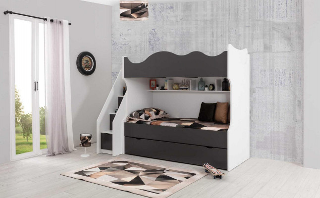 Bunk bed children's bed children's furniture gray set modern children