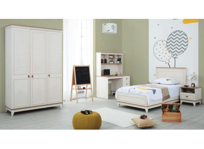 Children's bed bedroom sets youth bed white wood 4-piece set bed