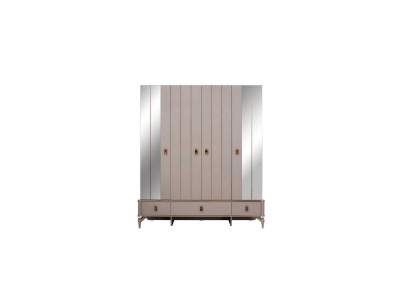 Wardrobe children's cabinet wooden cabinet closet wood beige mirror
