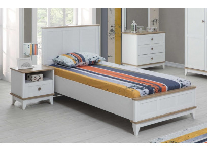 Children's room set white, children's bed, bedside table, 2-piece bed set, wood
