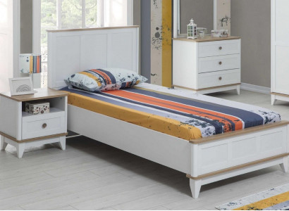 Children's room set white, children's bed, bedside table, 2-piece bed set, wood