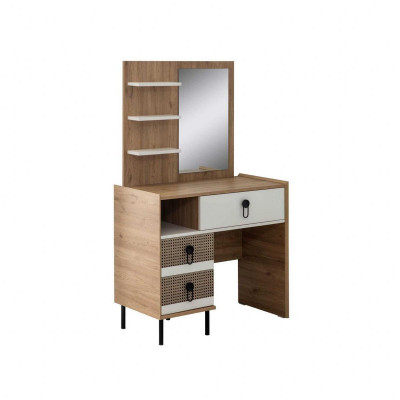 Makeup table set with mirror wood bedroom brown console set