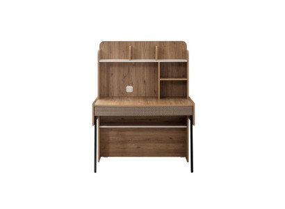 Office desk computer desk brown office furniture wood table shelves