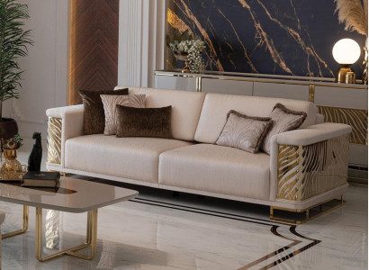 Chic Sofa 4-seater New Modern Design Beige Color with Cushions