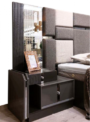 Luxury Gray Complete Bedroom Double Bed 2x Nightstands Wardrobe