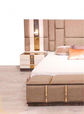 Designer bedroom set luxury double bed 2x bedside tables new wardrobe