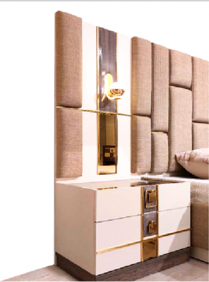 Designer bedroom set luxury double bed 2x bedside tables new wardrobe