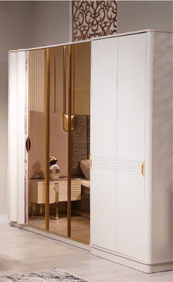 Luxury Bedroom Set Complete Furniture Bed 2xNightstands Wardrobe Bench
