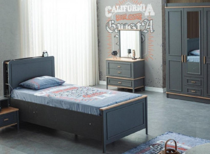 Children's Furniture Set Children's Room Bed Children's Bed Gray Wood 5-piece Set