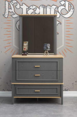 Children's Furniture Set Children's Room Bed Children's Bed Gray Wood 5-piece Set