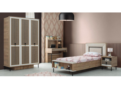 Children's furniture set children's room bed children's bed brown wood set 4-piece