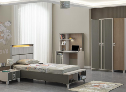 Children's Furniture Set Nursery Bed Toddler Bed Gray Wood 4-Piece Set