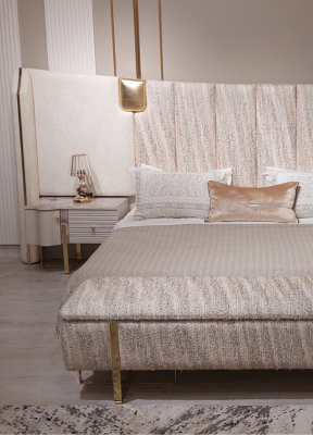 Bed, 2x bedside tables, complete luxury bedroom set, new furniture