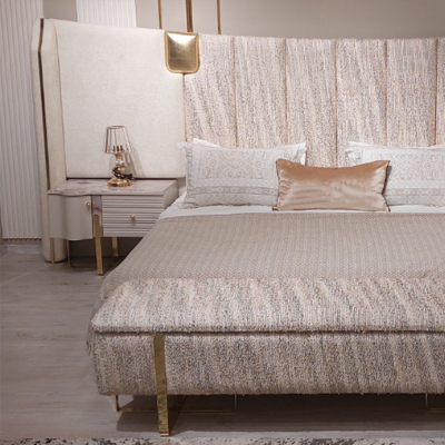 Bed, 2x bedside tables, complete luxury bedroom set, new furniture