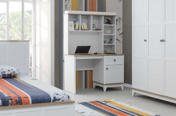 Complete youth bed children's furniture child bed white wood set 4-piece modern