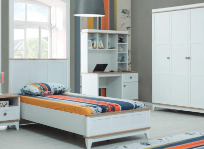 Children's bed children's furniture complete white wood set 4-piece modern