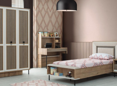 Modern complete children's furniture set brown wood crib 4-piece new