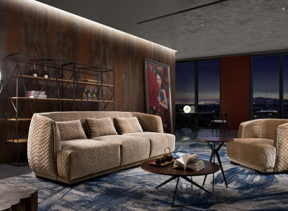 Designer sofa set 3+1 seater couch upholstered set Italian furniture