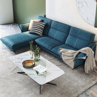 Fabric L-shaped couch living landscape corner sofa set modern design blue sofa new