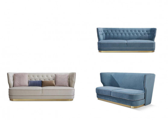 Design Luxury Couch 4-Seater Upholstered Sofa - Italian Style Living Room Furniture
