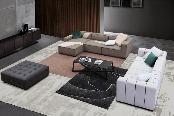 Living room set design corner sofa L-shape + 4-seater sofa upholstered couches leather