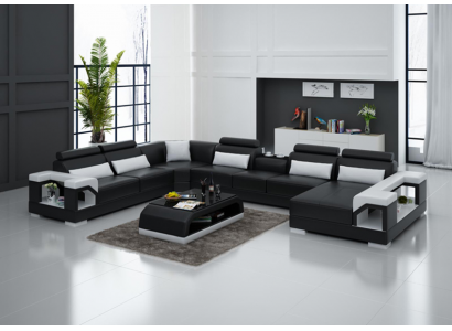Designer sofa couch corner sofa with stool upholstered suite living landscape U-shape