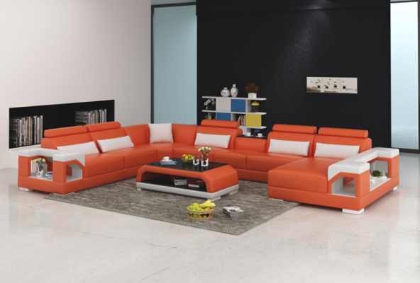 Designer sofa couch corner sofa with stool upholstered suite living landscape U-shape