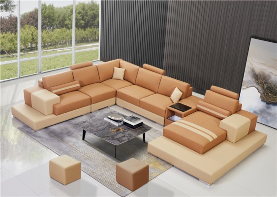 Leather Modern Couch Living Landscape Leather Sofa Sofa Set Sofa U-Shape