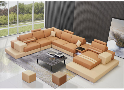 Leather Modern Couch Living Landscape Leather Sofa Sofa Set Sofa U-Shape