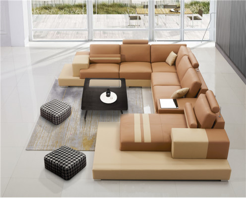 Leather Modern Couch Living Landscape Leather Sofa Sofa Set Sofa U-Shape