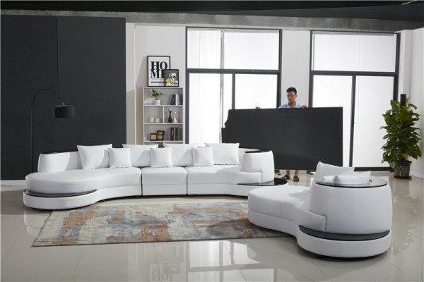 Leather Sofa, Corner Sofa, Living Landscape, Round Couch, Seat Upholstery Set, Round Sofa, New