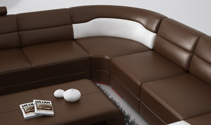 Luxurious leather sectional sofa upholstery corner suite U shape white sofa set couch