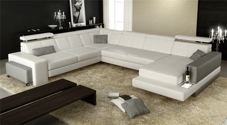 Luxury Couch Design Leather Sofa Seat Corner Suite Upholstery Corner Couch White
