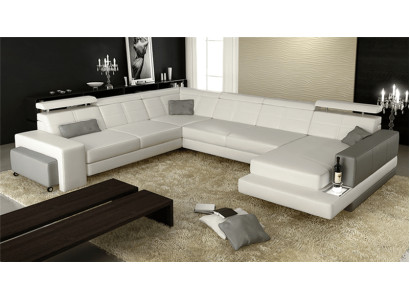 Luxury Couch Design Leather Sofa Seat Corner Suite Upholstery Corner Couch White