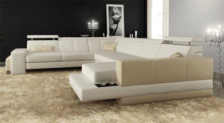 Luxury Couch Design Leather Sofa Seat Corner Suite Upholstery Corner Couch White