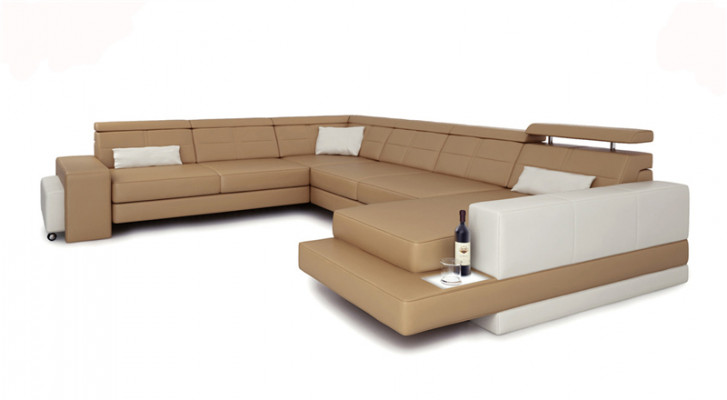 Luxury Couch Design Leather Sofa Seat Corner Suite Upholstery Corner Couch White