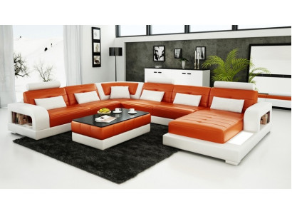 Modern sectional sofa upholstery couch leather sectional living landscape U-shape