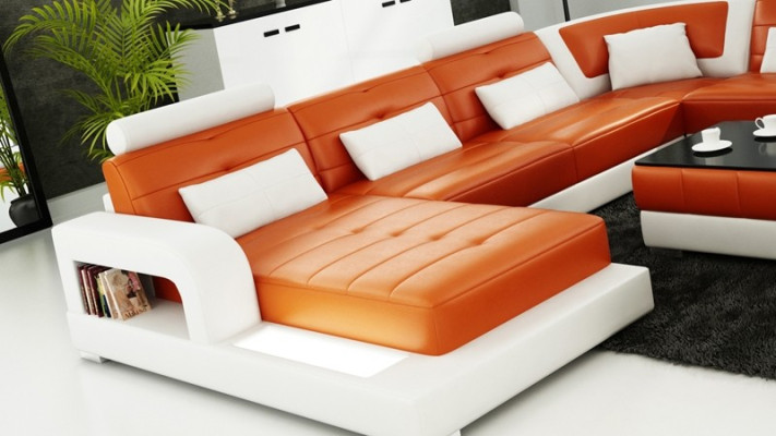 Modern sectional sofa upholstery couch leather sectional living landscape U-shape